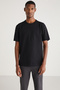 Curtis Men's Comfort Fit Thick Textured Recycle 100% Cotton Black T-shirt - 5