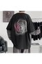 Unisex Black T-shirt - Random Lines Back Printed, Fake Sleeves