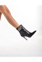 Joyce Buckle Detailed Black Matte 10 cm Women's Boots & Bootie, High Heels - 2