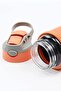 Leather Covered Glass Flask with Straw - 500 ml-H2O87152 Orange - 3