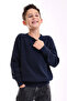 İZMİR BOY'S NAVY BLUE CYCLING COLLAR FLAT KNITWEAR SWEATER