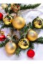 Christmas Pine Tree - Gold Color, Shiny Mat, 6 Pieces, 8 Cm, Acetate Boxed Model - 3