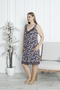 V-neck sleeveless viscose plus size nightgown with purple pattern and lace straps. - 5