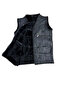 Patchwork Inside Fur-Outside Suede Genuine Leather Vest with Piping Detail - 3