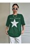 Women's Nefti Green Imposible Star Printed Oversized T-Shirt - 3