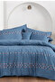Tanya Blue Double 100% Cotton Poplin Washable Double Sided Duvet Cover Set - 2