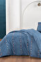 Tanya Blue Double 100% Cotton Poplin Washable Double Sided Duvet Cover Set - 4