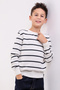 VENICE BOY'S ECRU CYCLING COLLAR STRIPED KNITWEAR SWEATER - 5