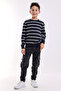 VENICE BOY'S NAVY BLUE BICYCLE COLLAR STRIPED KNITWEAR SWEATER - 2