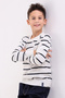VENICE BOY'S ECRU CYCLING COLLAR STRIPED KNITWEAR SWEATER