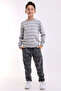Venice Boy's Light Gray Crew Neck Striped Knitwear Sweater - 2