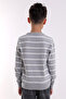 Venice Boy's Light Gray Crew Neck Striped Knitwear Sweater - 7