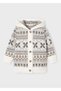 Girl's Beige Hooded Cardigan Knitted Jacquard - 3