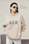 MOM Printed Women's 3 Thread Rose Gold Oversize Hooded Mother Sweatshirt
