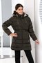 Girl's Khaki Extra Soft Filling Waist Detailed Plush Hooded Faux Fur Coat - 3