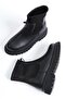 Tothem Black Matte Flexible Diver Fabric Chelsea Elastic Daily Boots