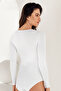 Women's White Long Sleeve Crew Neck Snap Body MB866 - 2