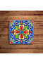 Mexican Talavera Colorful Tile Pattern Natural Stone Travertine Coasters Set of 4 - 2