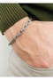 Stainless Steel Men's Byzantine Silver Chain Bracelet - 5