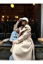 Beige Belted Button Closure Coat - 135 Cm Large Size - 3