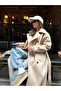 Beige Belted Button Closure Coat - 135 Cm Large Size - 4