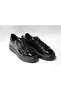 Women's Black Patent Leather Zippered Genuine Leather Sneakers - 5