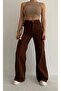 Coffee Palazzo High Waist Denim Pants - 3