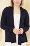 Women's Navy Blue Ribbed Fine Knitwear Cardigan