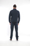 Men's Navy Blue Red Waffle Stand Collar Pocket Detailed Tracksuit Set - 3