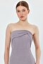 Women's Stretchy Sparkling Fabric Chest Padding Fish Cut Strapless Gray Dress 9310 - 2
