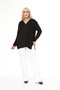 Black Collar Zipper Detailed Loose Plus Size Blouse - 4