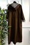 Large Size Removable Hooded Striped Full Length Trench - Brown - 6
