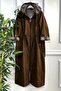 Large Size Removable Hooded Striped Full Length Trench - Brown