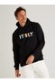 Men's Black Hooded Sweatshirt Italy National Football Team Design Printed Sweatshirt - 3
