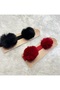 Black Red 2-Piece Baby Girl Children's Bandana with Pompom - 2