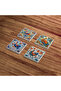 Rooster Theme Floral Floral Tile Natural Stone Travertine Coasters Set of 4 - 3