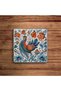 Rooster Theme Floral Floral Tile Natural Stone Travertine Coasters Set of 4 - 2
