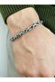 Stainless Steel Men's Byzantine Silver Chain Bracelet