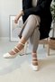 Women's Mary Jane White Patent Leather Closed Back Three-Striped Square Toe Helmet Short Block Heeled Shoes - 4