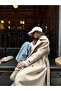 Beige Belted Button Closure Coat - 135 Cm Large Size - 5