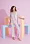 pink unicorn patterned Lycra Knitted Pajama Set - 2