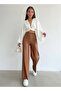 Tan Leather Trousers Brown with Elastic Waist