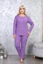 Women's Winter Long Sleeve Floral Pattern Large Size Purple Pajamas Set