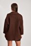 Brown Black Herringbone Patterned Oversized Standard Size Lined Short Coat - 8