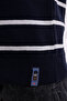 VENICE BOY'S NAVY BLUE BICYCLE COLLAR STRIPED KNITWEAR SWEATER - 6
