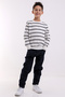 VENICE BOY'S ECRU CYCLING COLLAR STRIPED KNITWEAR SWEATER - 2