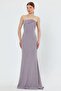Women's Stretchy Sparkling Fabric Chest Padding Fish Cut Strapless Gray Dress 9310 - 5