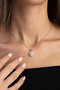 Adjustable Steel Necklace with Heart Model Zircon Stone - 2