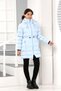 Girl's Blue Extra Soft Filling Waist Detailed Plush Hooded Faux Fur Coat