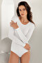 Women's White Long Sleeve O Neck Snap Body Mb866-by
